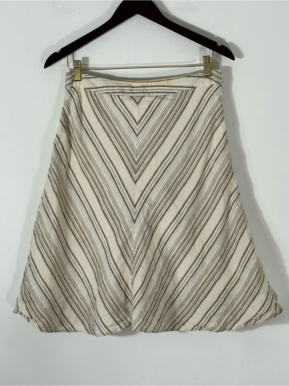 Banana Republic Chevron Striped A Line 100% Linen Beige/Tan Skirt Size 4